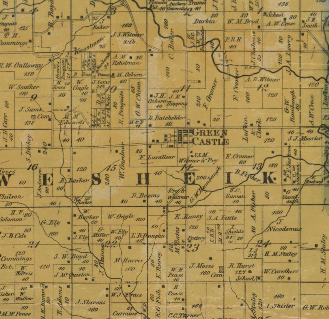Jasper County Iowa 1871 Old Wall Map with Landowner Names Etsy