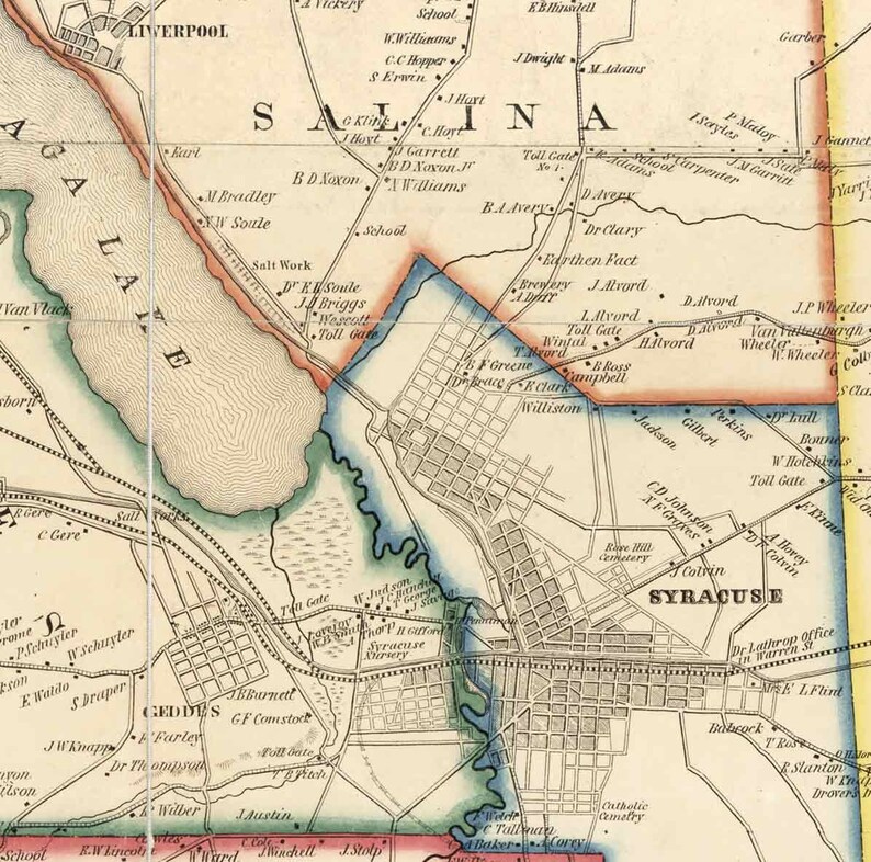 Onondaga County New York 1852 Old Wall Map Reprint With Etsy