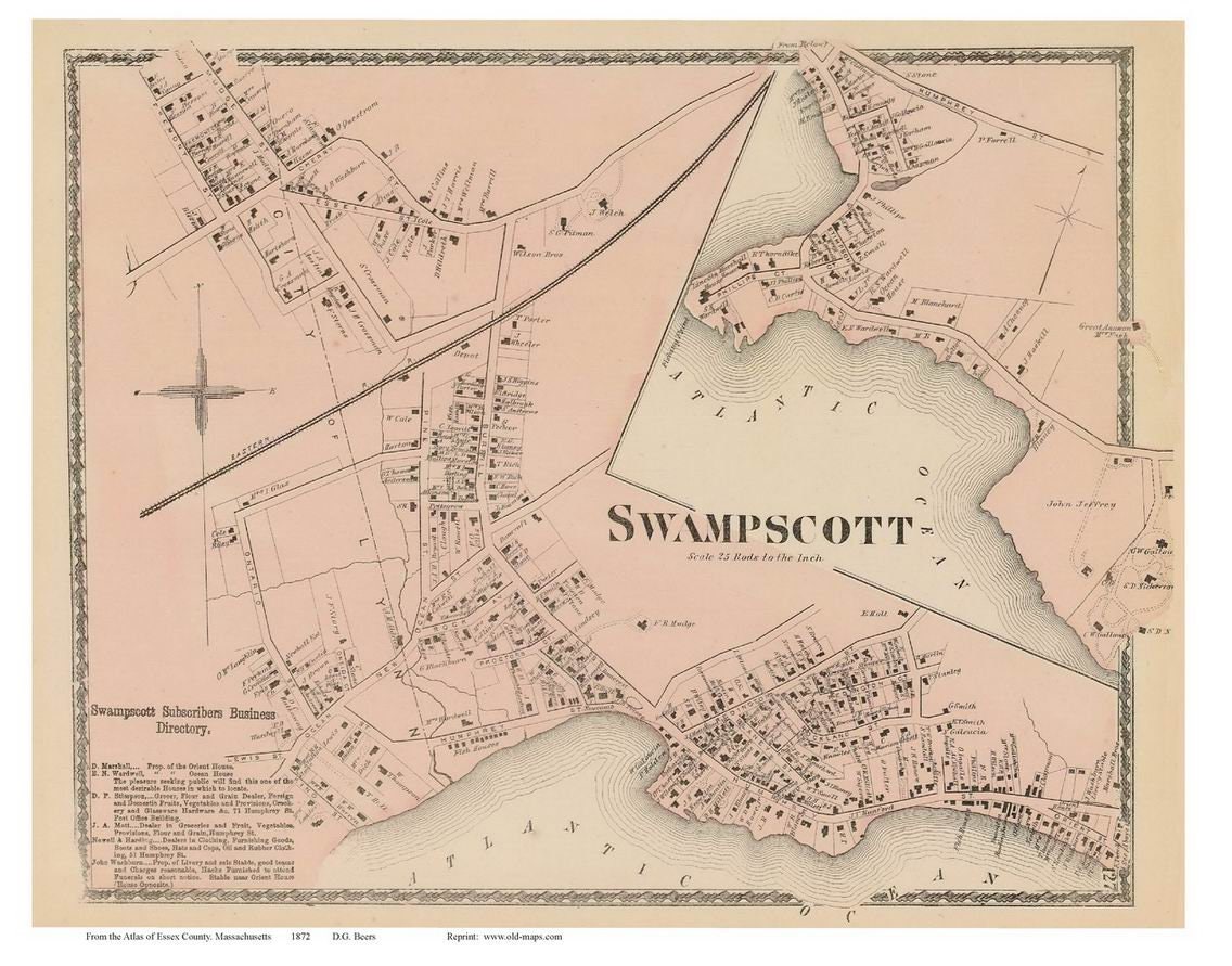 Map Of Swampscott Ma Swampscott Village 1872 Old Town Map Reprint Essex County | Etsy Ireland