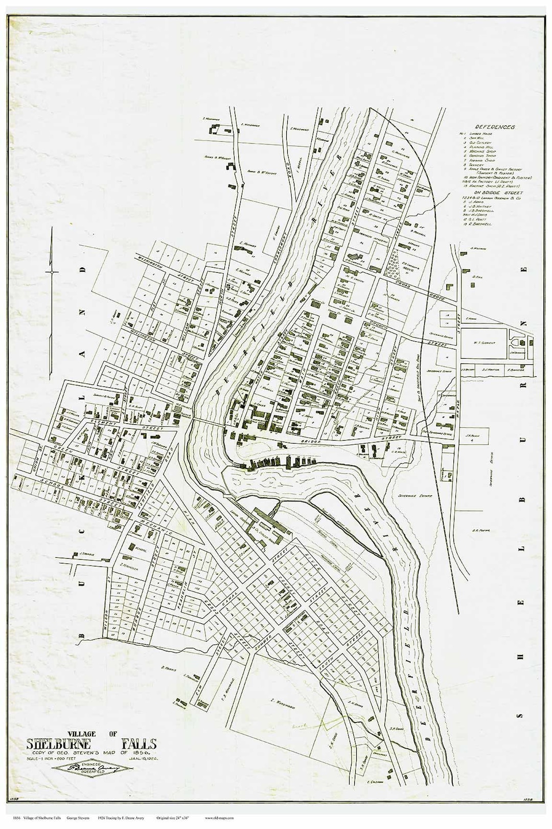 Shelburne Falls Massachusetts 1856 Stevens Old Town Map Etsy España