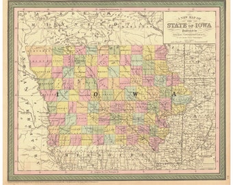 Iowa  1850 Map - State Map Reprint