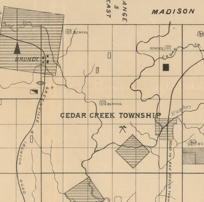 Wayne County Missouri 1882 Old Wall Map With Township Names Etsy