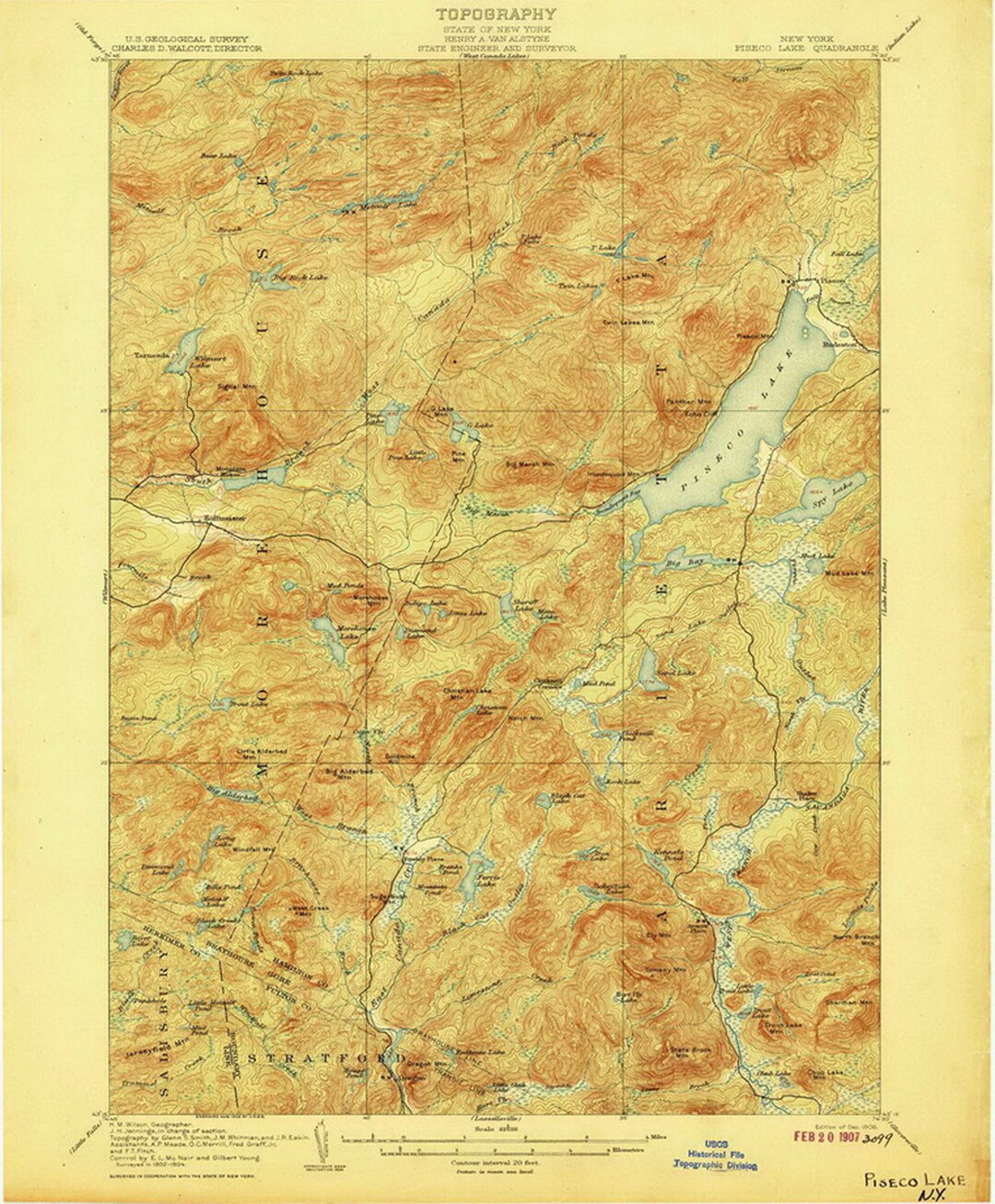 Piseco Lake 1906 1906 Old Map Arietta Morehouse Spy Lake Adirondack