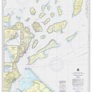 Apostle Islands 1976 from Little Girl Point to Sand Point - Lake Superior - Michigan & Wisconsin - Nautical Map Reprint  - Harbors small 961