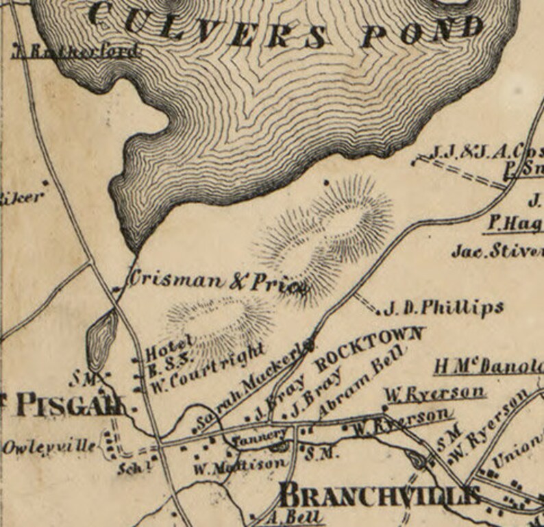 Sussex County New Jersey 1860 Old Wall Map Reprint With Etsy