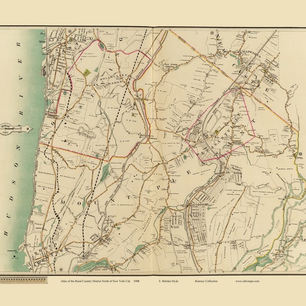 Ossining, Mount Pleasant (Part of) 1908 - Pleasantville - Old Map Homeowner names Reprint Rural - Metro NYC - Rural North New York