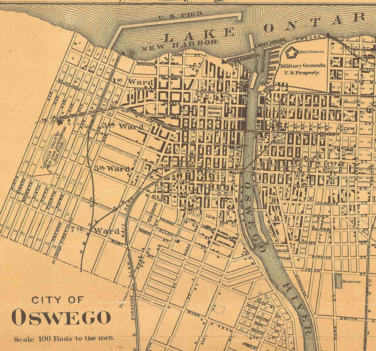Oswego County New York 1889 Old Wall Map Reprint With Etsy