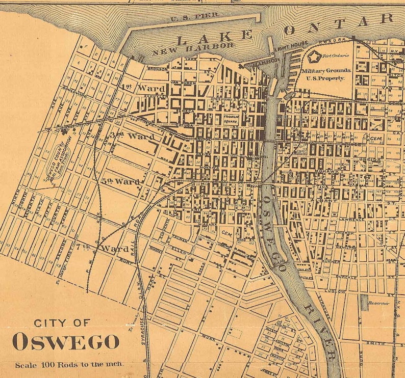 Oswego County New York 1889 Old Wall Map Reprint With Etsy
