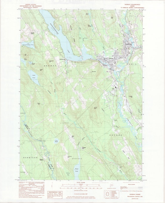 Norway Maine 19831984 Original USGS Topographic Map Etsy