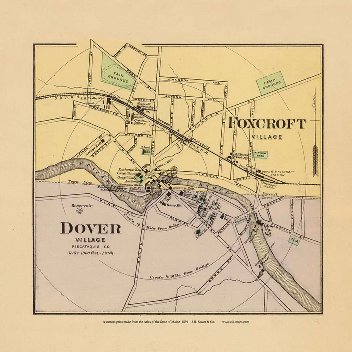 Dover Foxcroft Villages 1894 Old Map Reprint Maine State Atlas Etsy