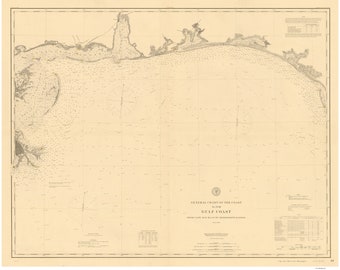 Cape San Blas to Mississippi Passes 1895 Nautical Map Florida Reprint - Gulfport - Mobile Bay - Pensacola - Panama City - 1:400,000 Chart 18