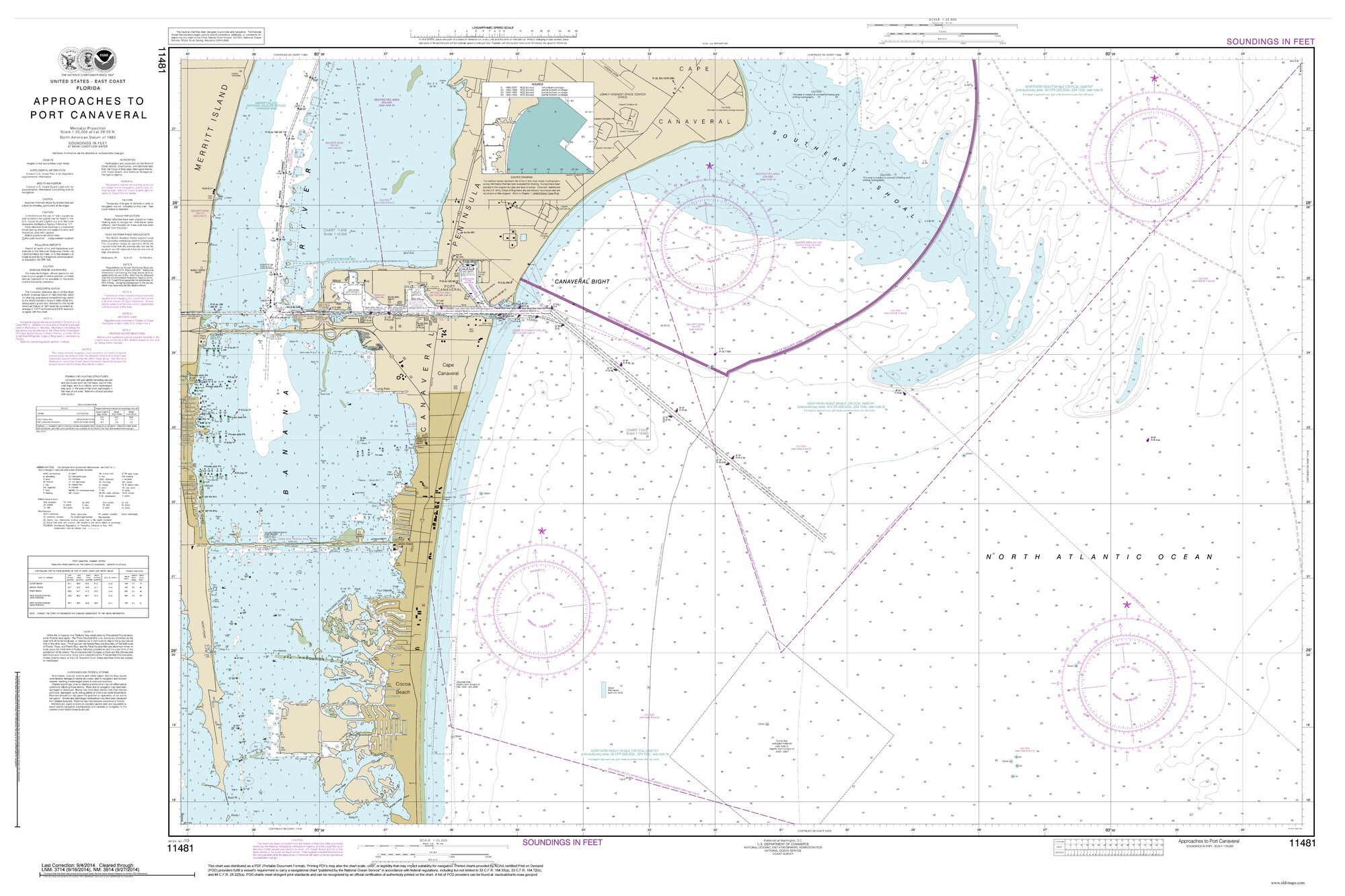Approaches to Cape Canaveral 2014 Map Old Nautical Chart Etsy UK
