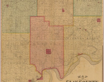 Clay County  Missouri 1887 -  Old Wall Map with Landowner & Homeowner Names - Reprint - Farm Lines