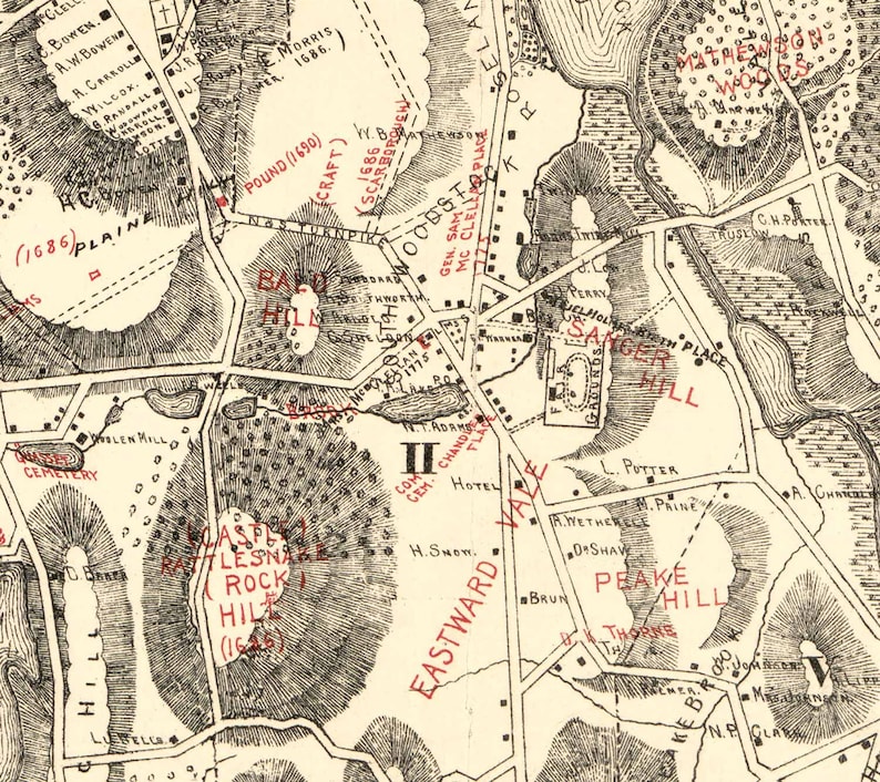 Woodstock Connecticut 1883 Old Map Reprint Homeowners Names - Etsy