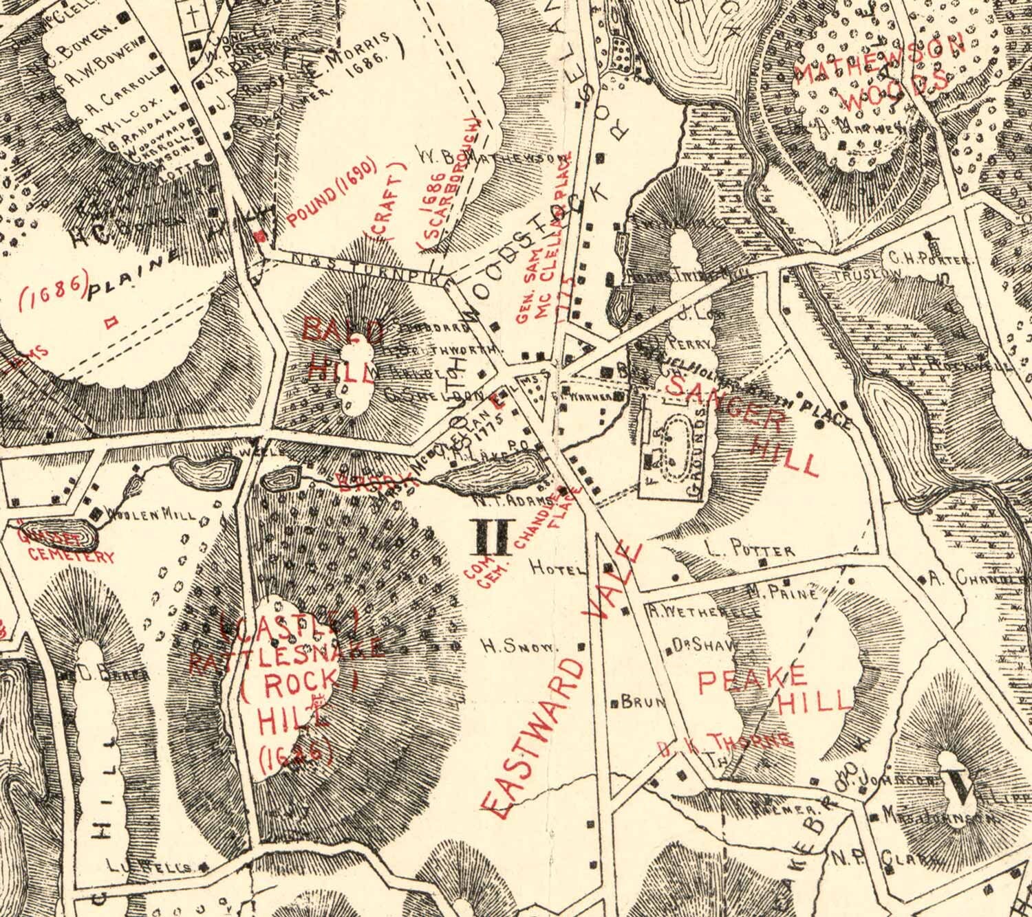 Woodstock Connecticut 1883 Old Map Reprint Nombres de | Etsy