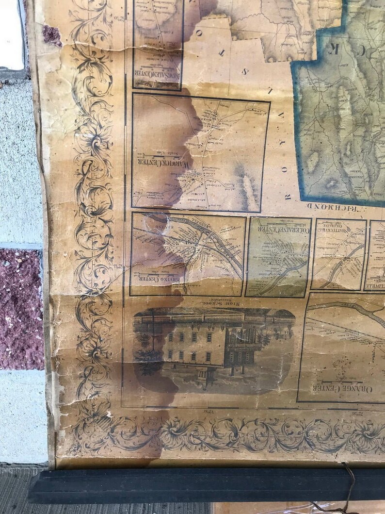 Franklin County MA 1858 Map Original Wall Map Homeowner Names Etsy