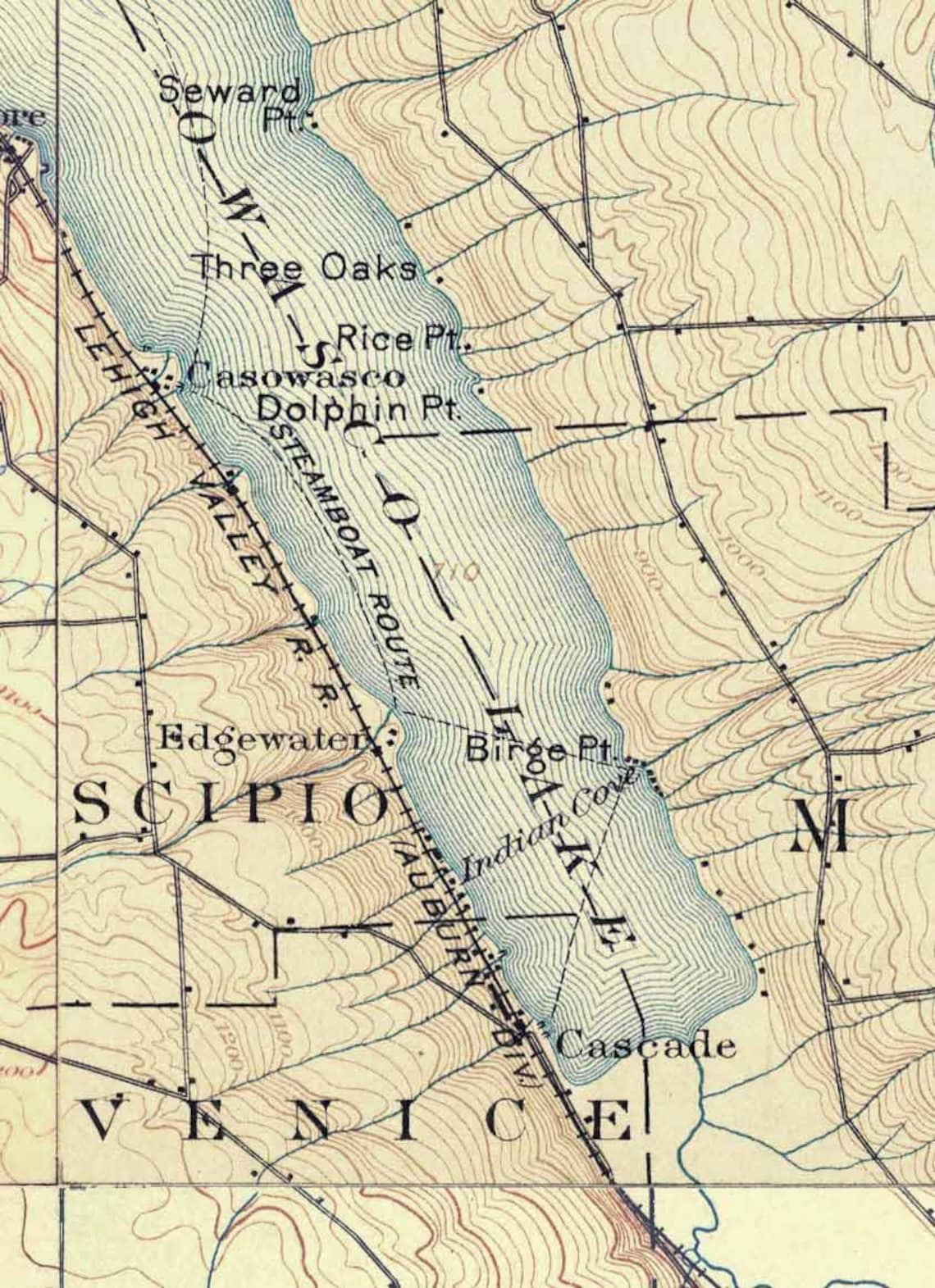 Owasco Lake 1902 USGS Old Topographic Map Custom Composite Etsy