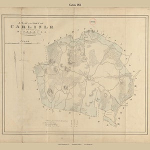 Carlisle 1831 Town Plan - Old Roads Reprint, Massachusetts Archives - MA