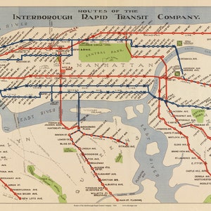 1924 Subway Map NYC Rapid Transit Old Map - New York City Reprint -  Subway