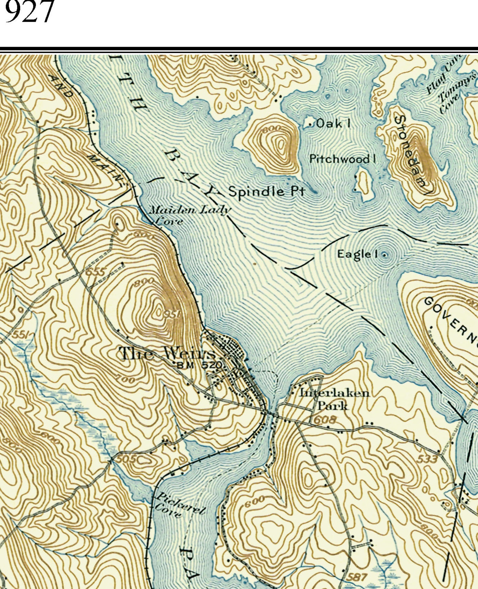 Lake Winnisquam ca 1927 Old Topographic Map USGS Custom Etsy