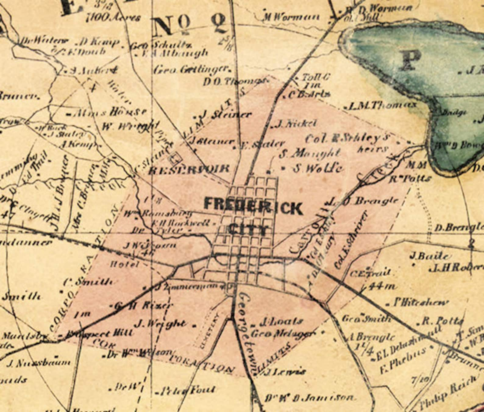 Frederick County Maryland 1858 by Isaac Bond Old Wall Map Etsy