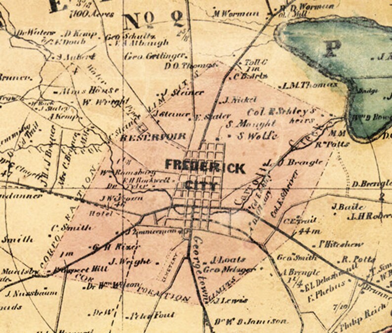 Frederick County Maryland 1858 par Isaac Bond Old Wall Map Etsy