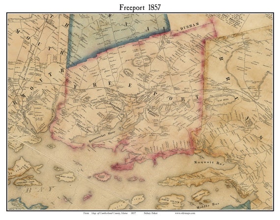 Freeport 1857 Old Town Map With Homeowner Names Maine Etsy Freeport 1857 Old Town Map With Homeowner Names Maine Etsy