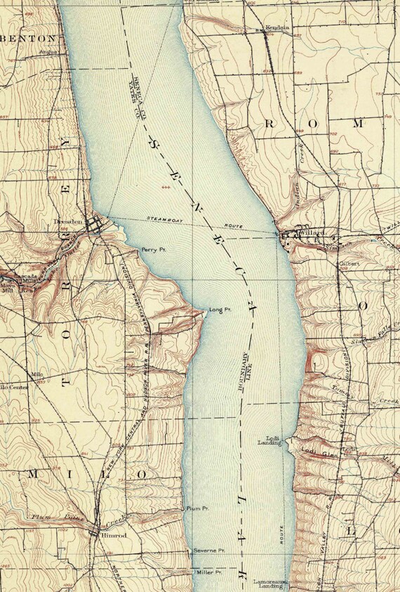 Seneca Lake 1902 USGS Old Topographical Map Custom Composite Etsy