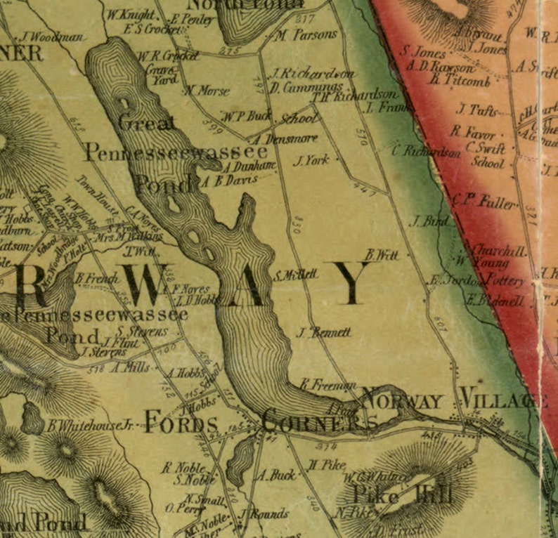 Oxford County Maine 1858 Old Wall Map Reprint With Homeowner Etsy