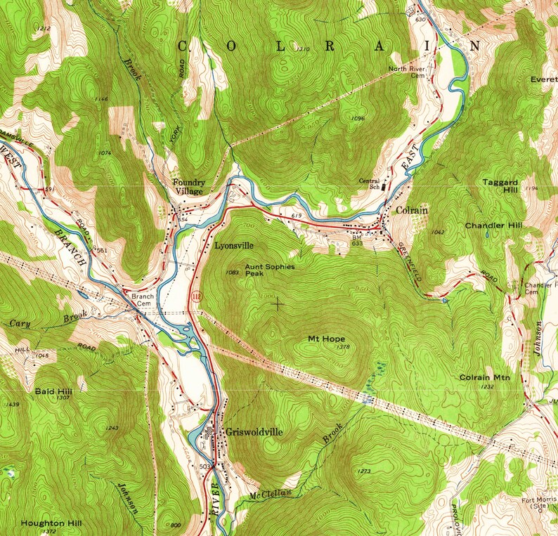 Colrain 1961 Old Topo Map Custom USGS Reprint Massachusetts Etsy