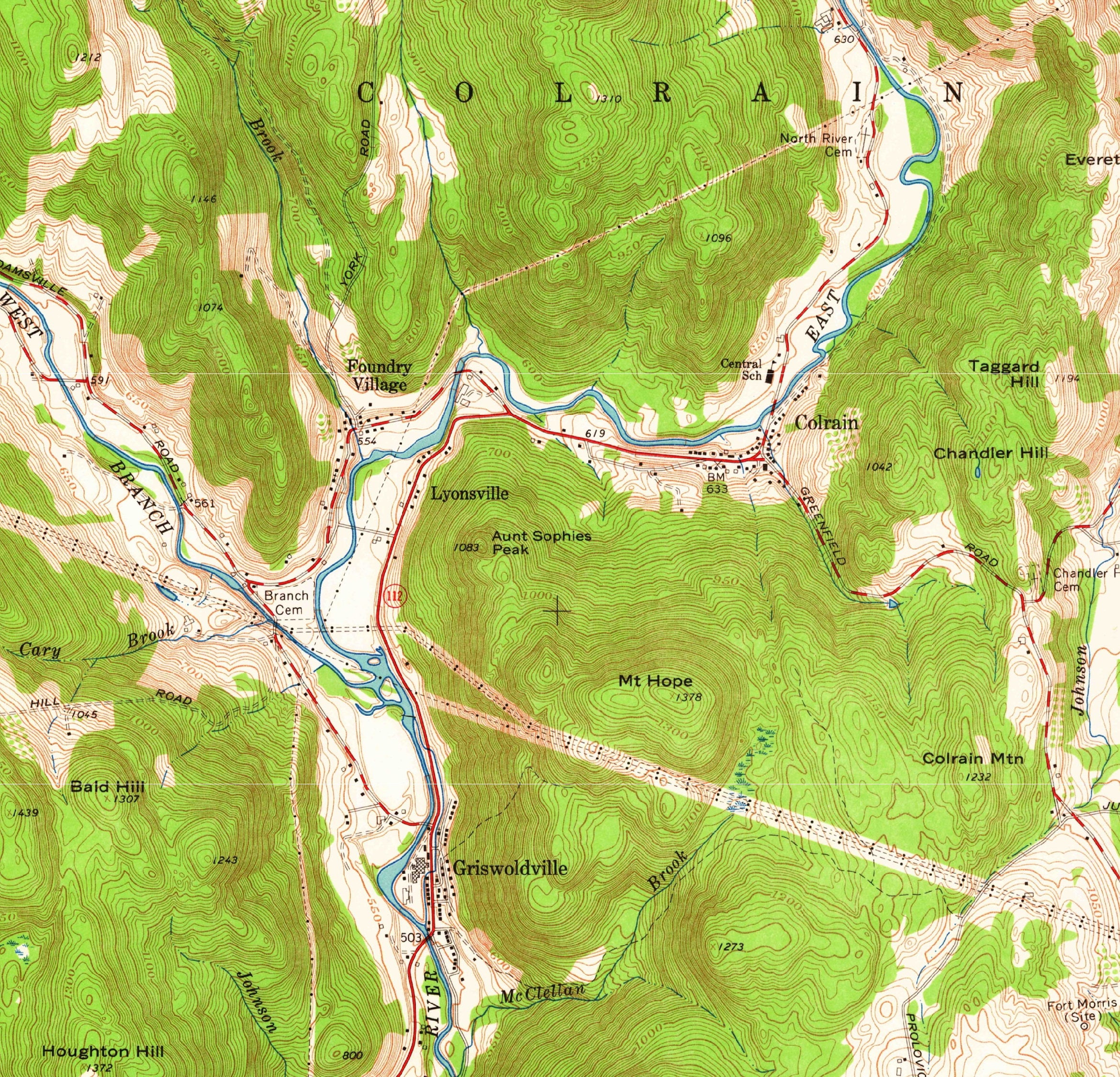 Colrain 1961 Old Topo Map Custom USGS Reprint Massachusetts FRCO - Etsy