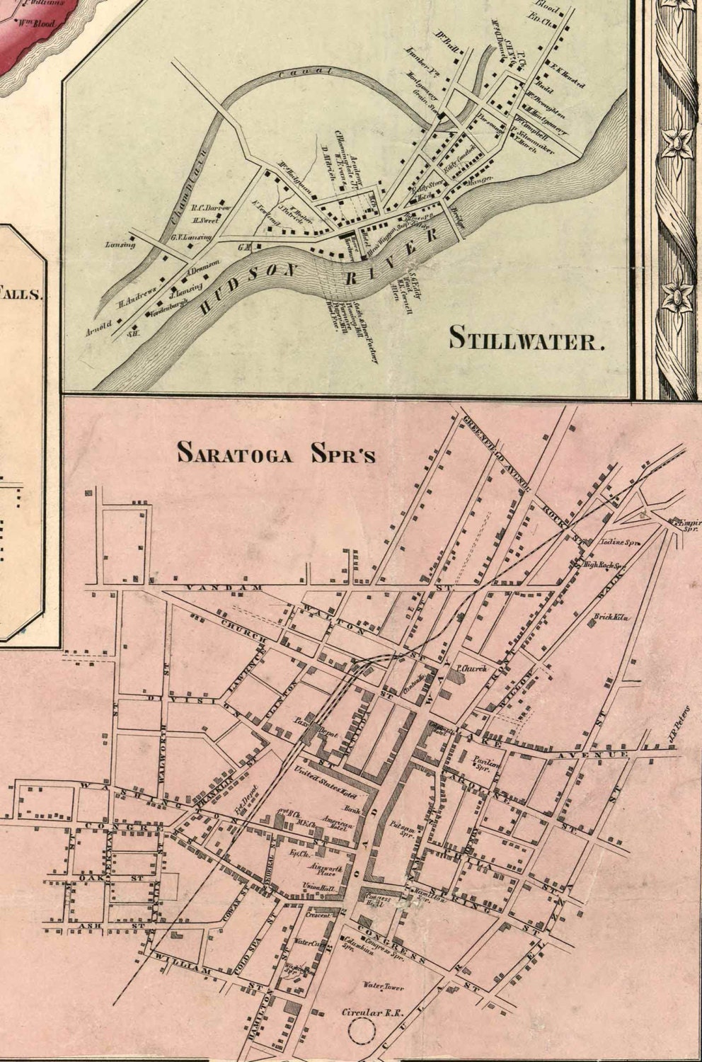 Saratoga County New York 1856 Old Wall Map Reprint With Etsy