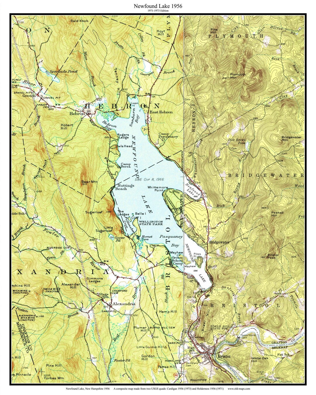 Newfound Lake 1956 1970 Old Topographic Map USGS Custom Etsy