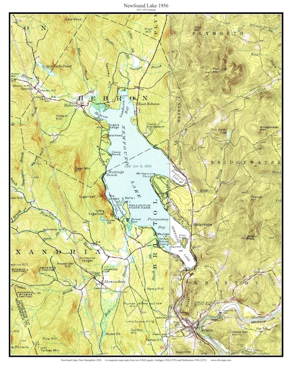 Squam Lake ca 1927 Old Topographic Map USGS Custom Composite Reprint