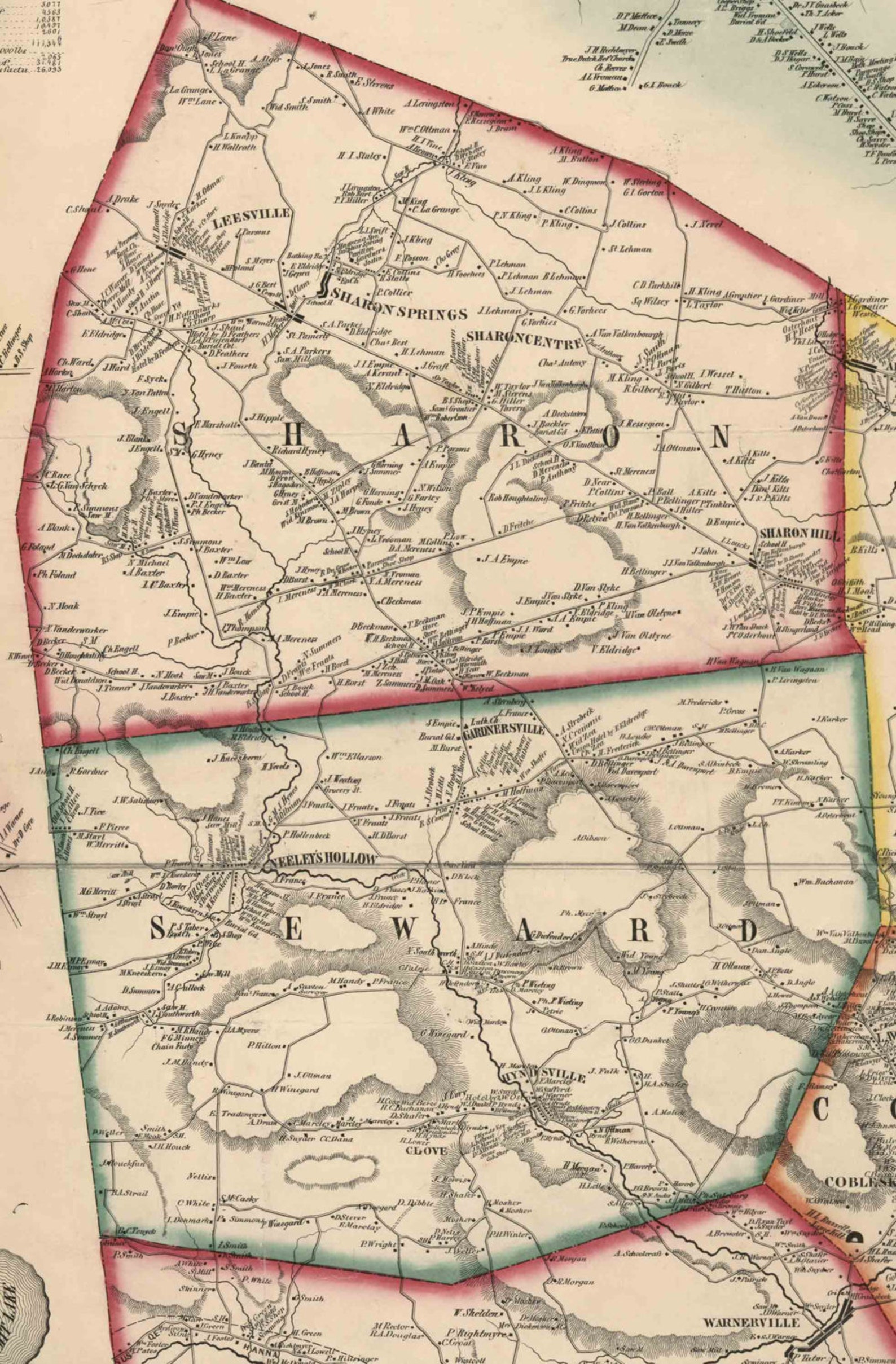 Schoharie County New York 1856 Wall Map Reprint With Etsy