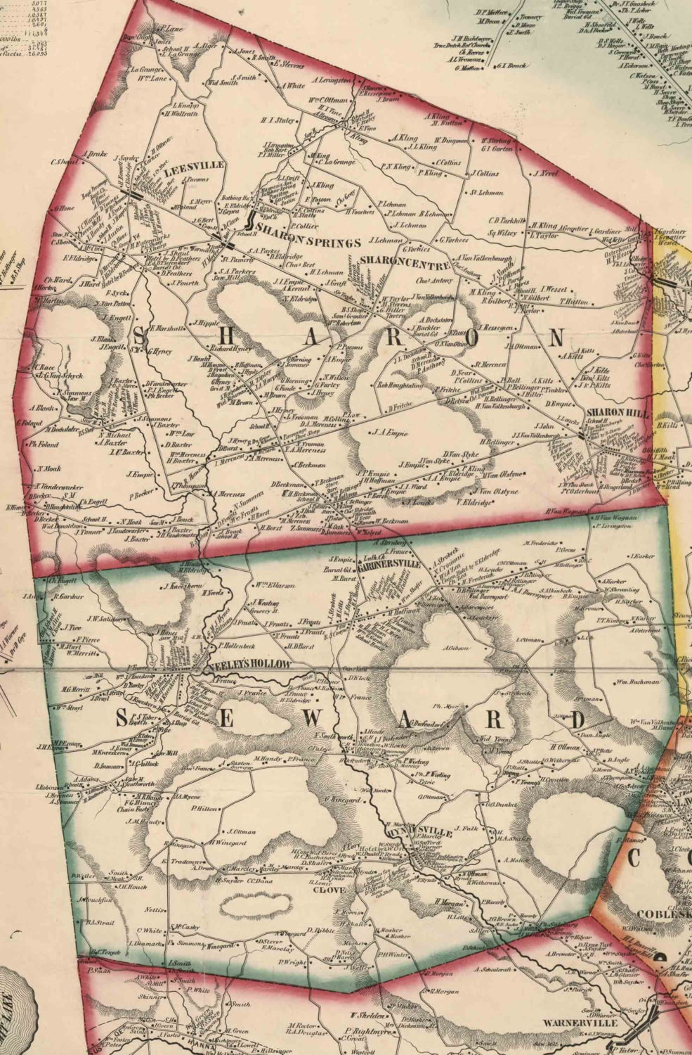 Schoharie County New York 1856 Wall Map Reprint With Etsy