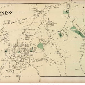 Huntington Village 1873 Old Map Long Island New York with Homeowner Names Reprint Suffolk Co Atlas