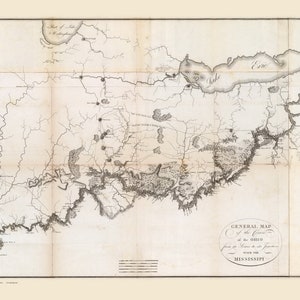 Ohio  1795 - Course of the Ohio River - Map by Tardieu -  State Reprint