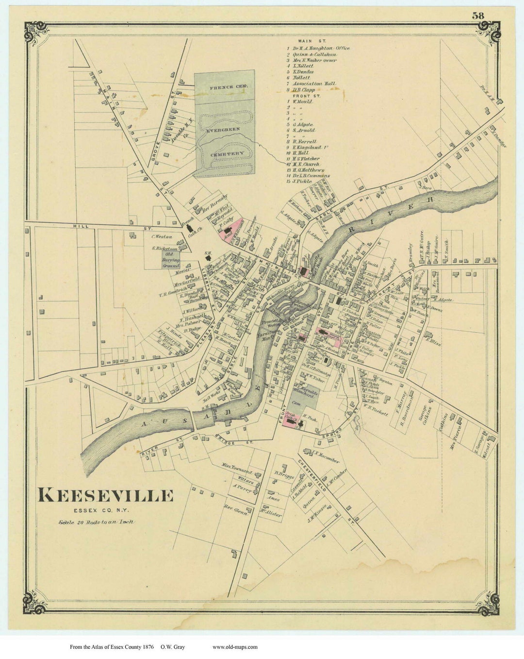 Keeseville Villages New York 1876 Map Reprint Essex Co NY Atlas Etsy