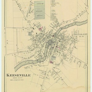 Keeseville Villages New York 1876 Map - Reprint -  Essex Co NY Atlas