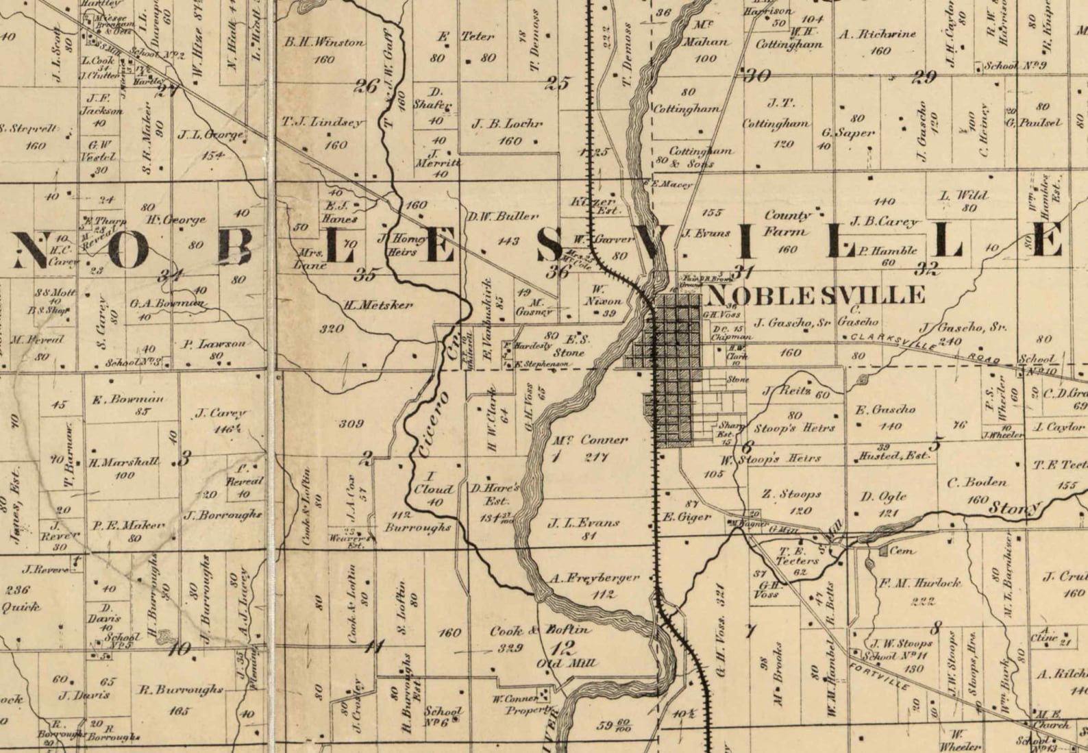 Hamilton County Indiana 1866 Old Wall Map Reprint With Etsy