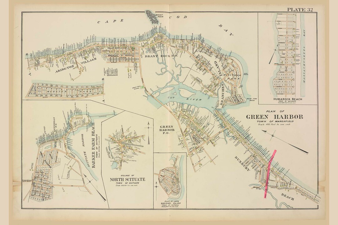 Green Harbor marshfield Massachusetts 1903 Old Town Map Etsy