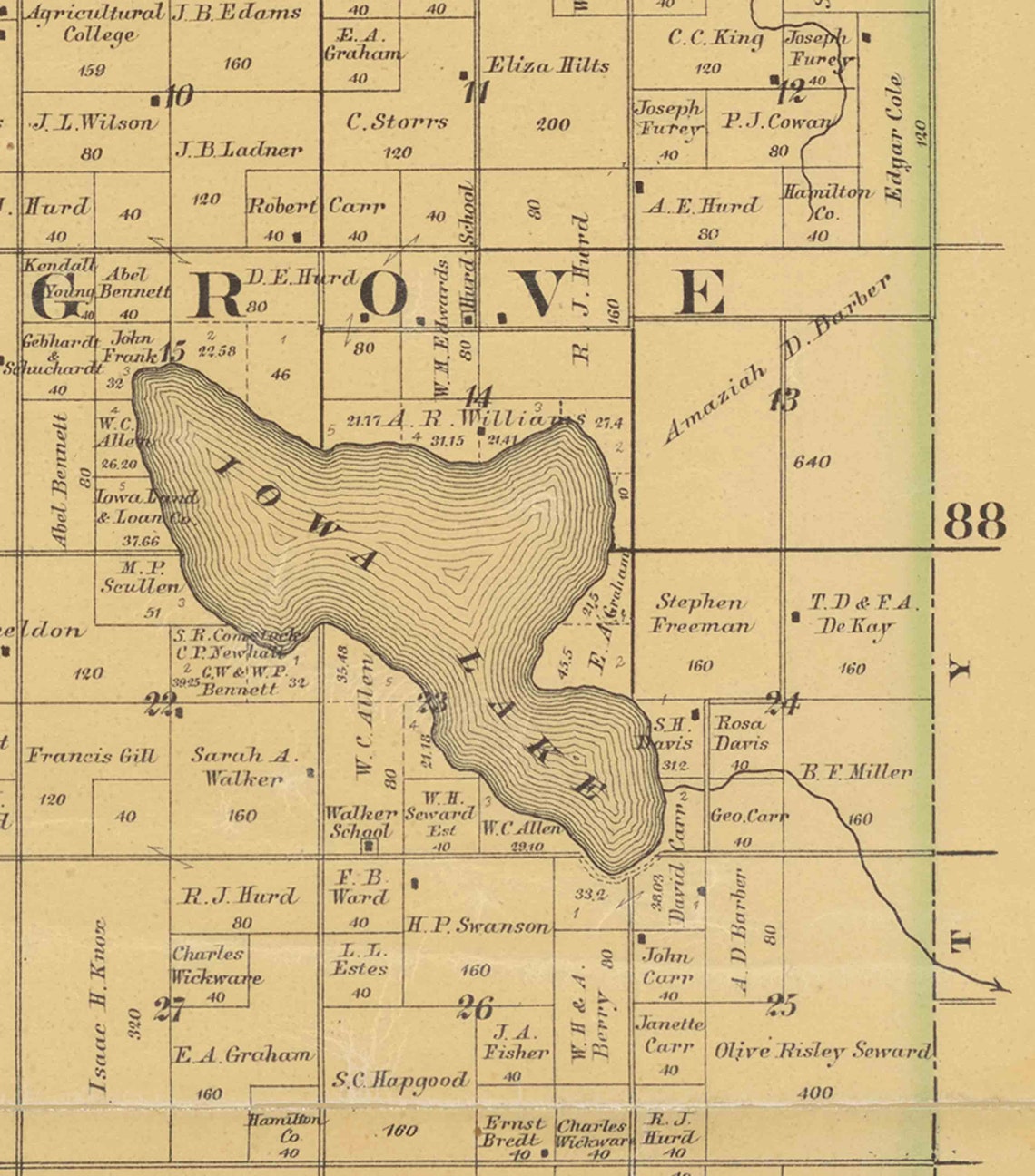 Hamilton County Iowa 1883 Old Wall Map With Landowner Names Etsy