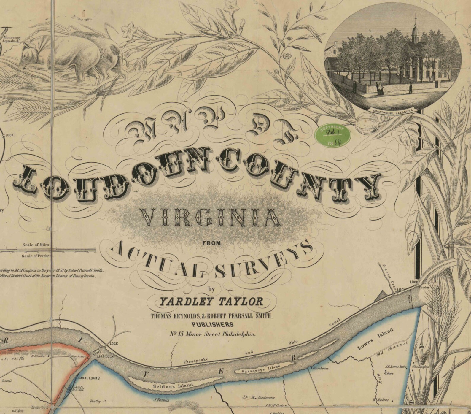 Loudoun County Virginia 1854 Old Wall Map With Homeowners Etsy