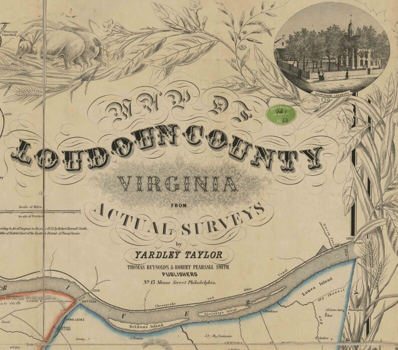 Loudoun County Virginia 1854 Old Wall Map With Homeowners Etsy