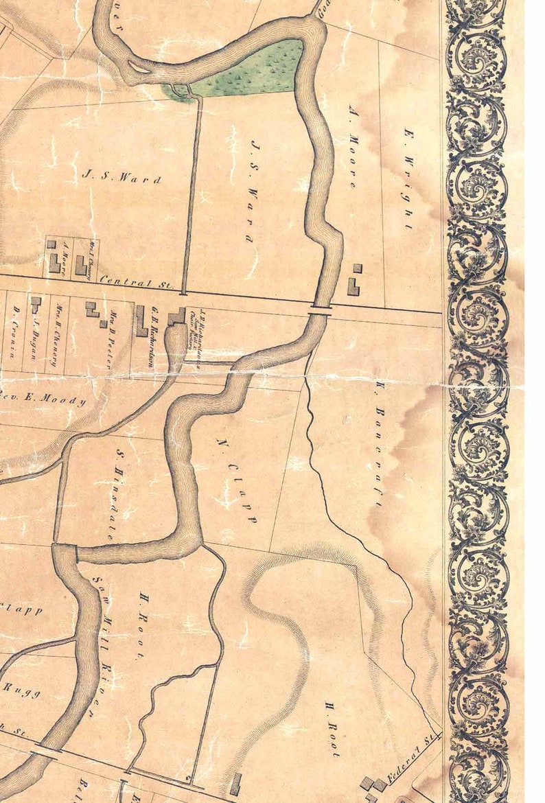 Montague Massachusetts 1855 Stevens Old Town Map Reprint Etsy