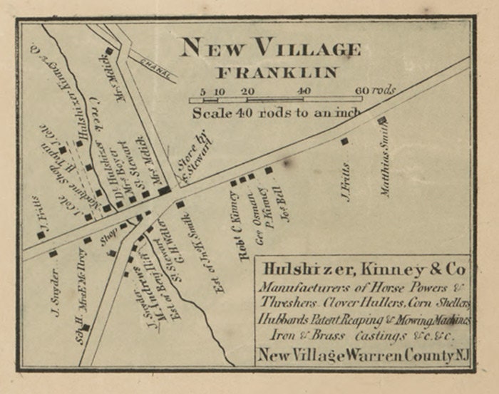 Warren County New Jersey 1860 Old Wall Map Reprint with Etsy