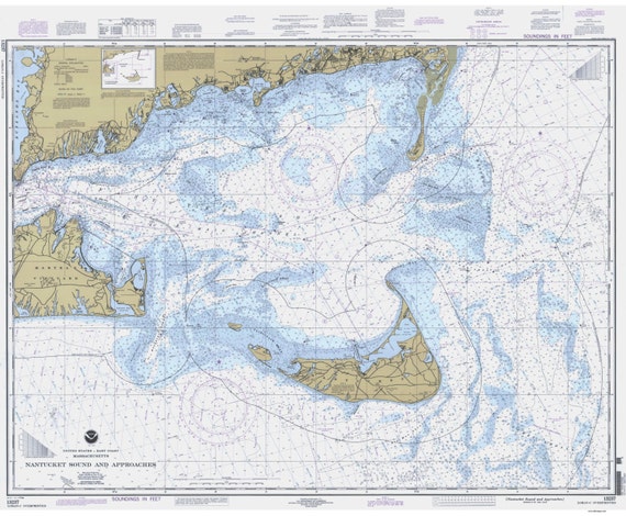 Map Of Nantucket Sound Nantucket Sound And Approaches 1996 Nautical Map Reprint | Etsy Ireland