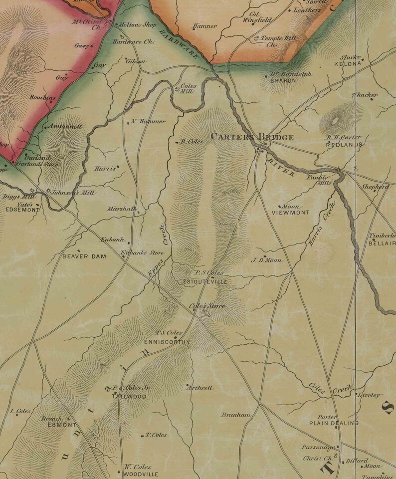 Albemarle County Virginia 1875 Old Wall Map With Homeowner Etsy