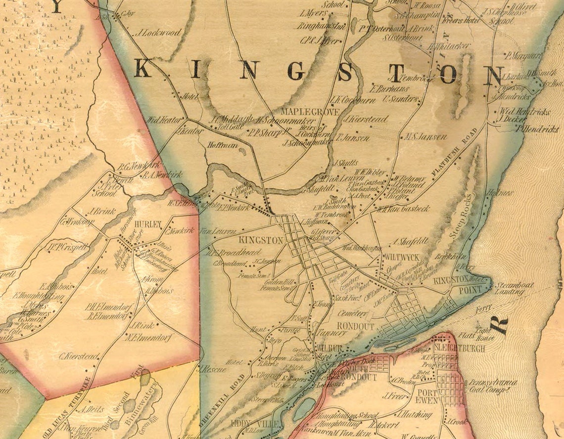Ulster County New York 1854 Old Wall Map Reprint with Etsy